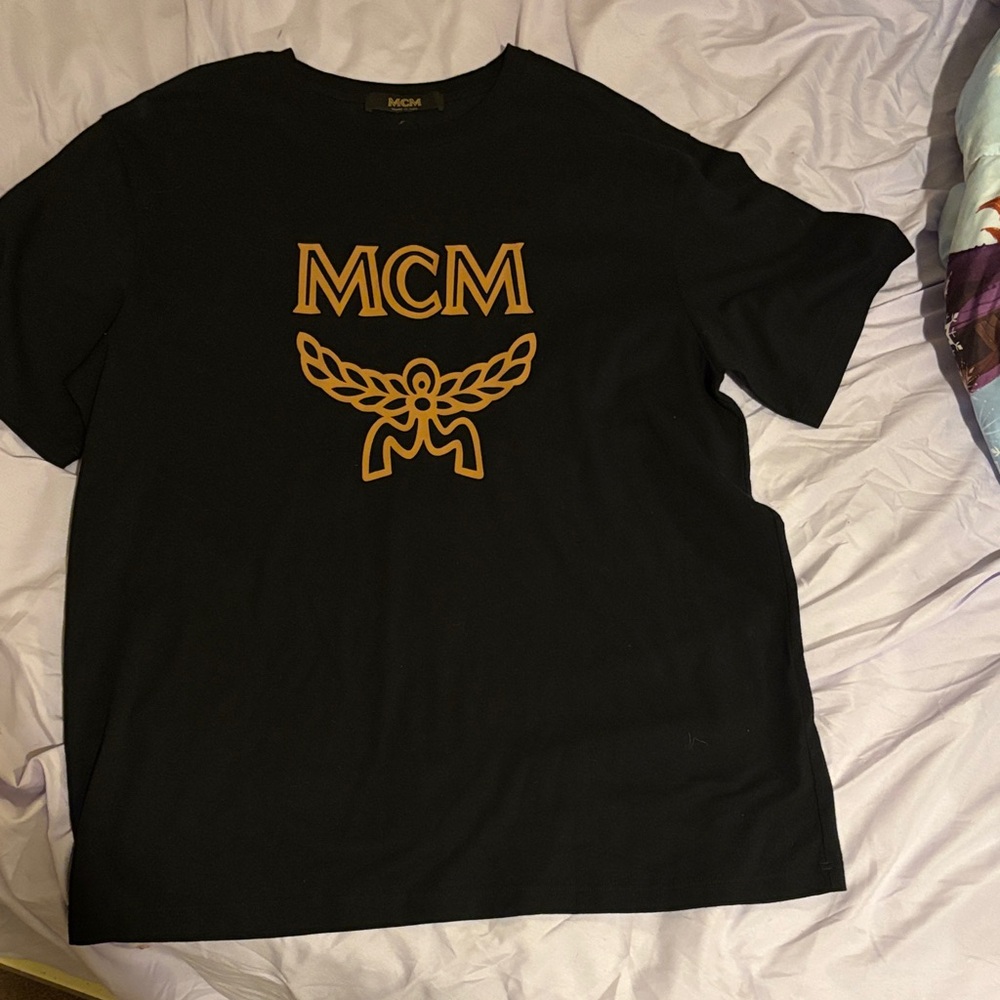 MCM Black Tee with Gold Emblem